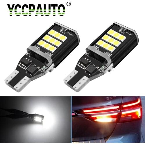 YCCPAUTO 2Pcs T15 921 912 W16W LED Canbus Bulbs Car Reversing Lamp No Error 3030 24 SMD Auto Back-up Lights White 1200LM 12V