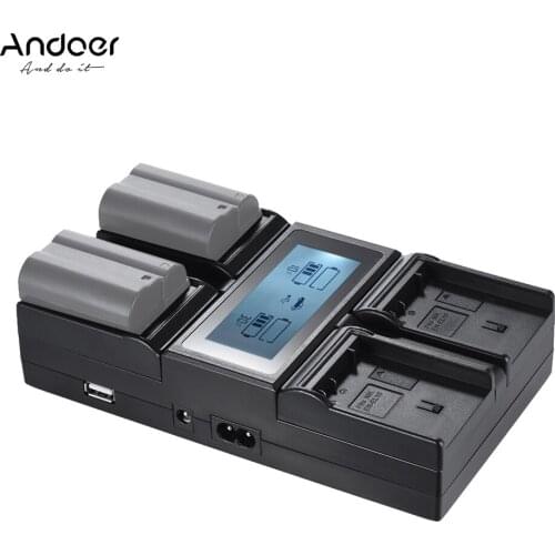 Andoer Digital Camera Battery Charger for Sony A7III A9 A7RIII A7SIII 4-Channels Charging with LCD Display AC 100V-240V Input