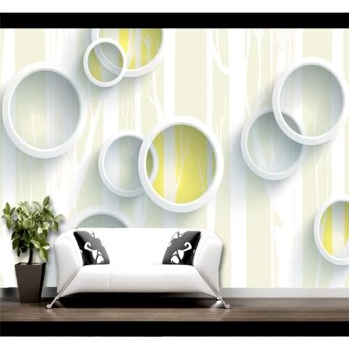 Yellow circle Nordic small fresh woods modern fashion 3D background wall custom wallpaper 8D waterproof wall covering
