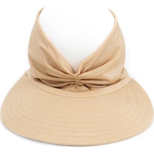 Women Sun Hat Anti-ultraviolet Elastic Hollow Top Cap Solid Color Foldable Adjustable Summer Shading Hat