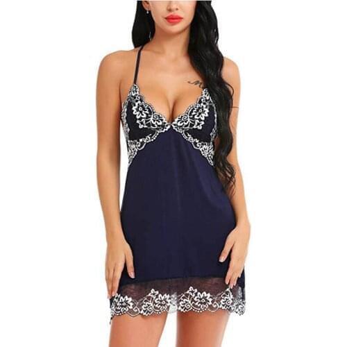 Women Sexy Lace Night Dress Lingerie Deep V Nightgowns Casual Home Dress Nightdress Fashion Sleepwear Summer Homewear Sleep dres