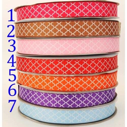 10yards - 22mm,7/8'' Grosgrain ribbon - diamond/rhombus/lozenge pattern printed ribbon - pink,red,purple,blue