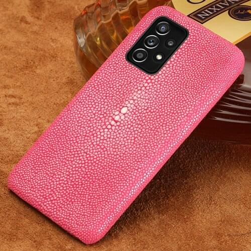 100% Genuine Stingray Leather Cover Case For Samsung Galaxy A52 5G A72 A51 A71 A50 M31 S9 S10 S20 Plus S21 Ultra Note 20 10 9