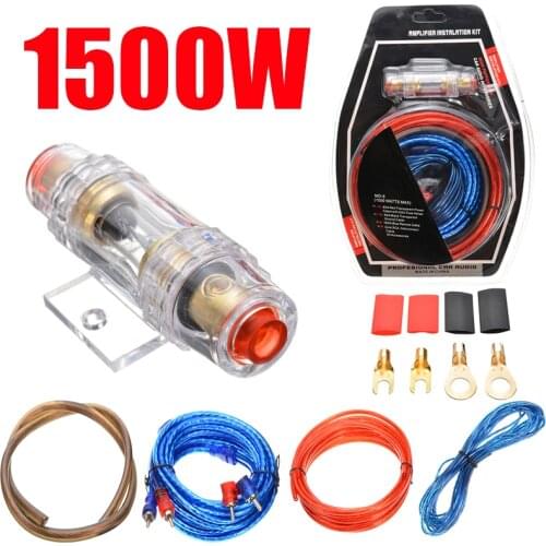 1500W Car Audio Kit Amp Amplifier RCA Sub Woofer Wiring Kit Wire Cable Fuse For Electrical Equipment Supplies