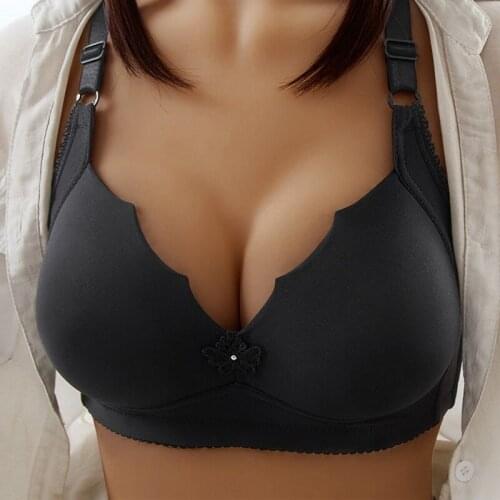 2021 Women Sexy Push Up Full Coverage Bra Wireless Deep-V Gather Bra Cup Thin Underwears Bras Plus Size