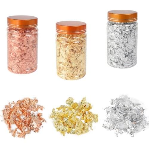 3g Imitation Gold Sliver Copper Foil Sequins Glitters Craft Leaf Flake Sheets Bulk Foil Paper For Gilding DIY Nail Art Decor