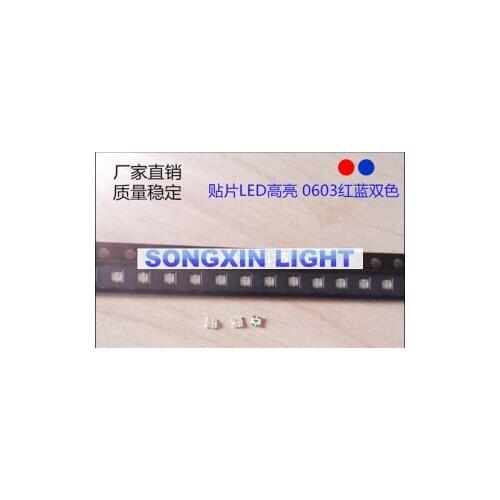 4000pcs XIASONGXIN LIGHT 0603 1615 0606 Red Blue bi-color Clear Ultra Bright SMD LED 1616 0805 Bi color 620-625/460-470nm