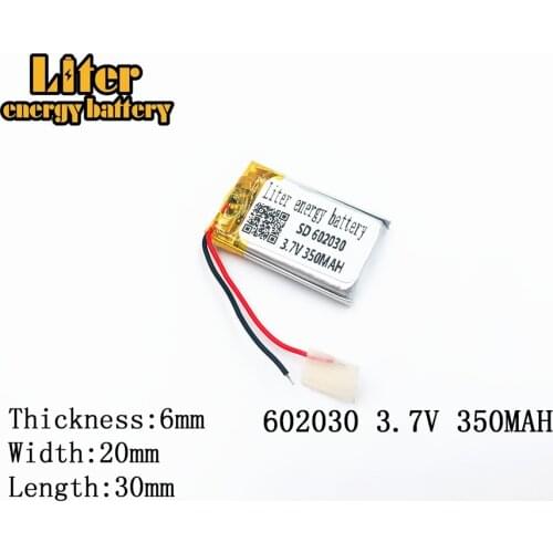 350mAh 602030 3.7V lithium polymer battery, Bluetooth MP3 MP4 Smart Watch wireless card audio recorder Rechargeable Li-ion Cell