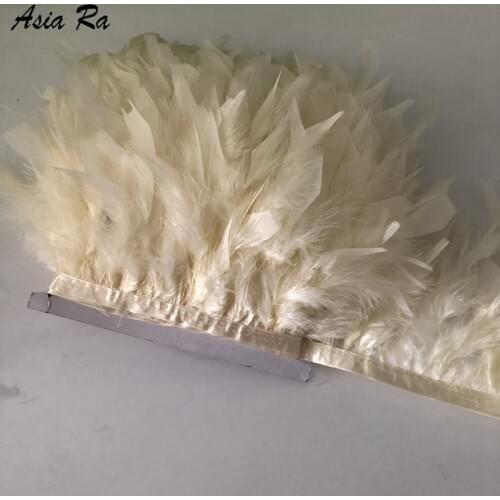10Meters Beige Dyed Turkey Feather Fringe Trim 4-6inch Marabou Feathers Trimming Skirt Dress Trims Ribbon Feathers for Crafts