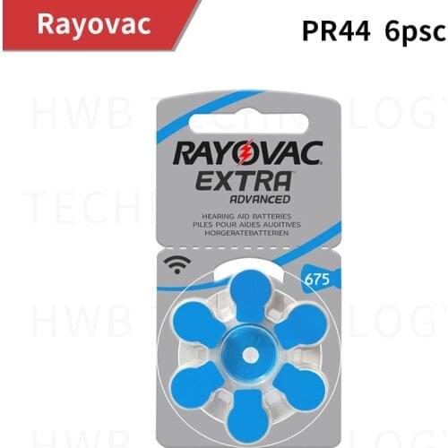 6PCS/lot Rayovac Hearing Aid Battery 675 1.4V Zinc Air Button Cell A675 E675 PR44 DA675 PR675H AC-675E AC675 B675PA