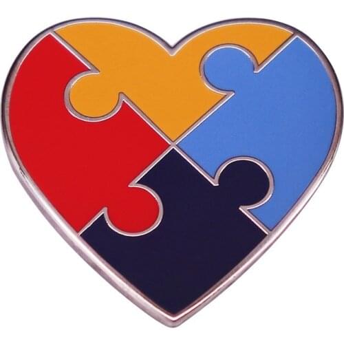 Autism Awareness Heart Jigsaw Puzzle Lapel Pins Brooch