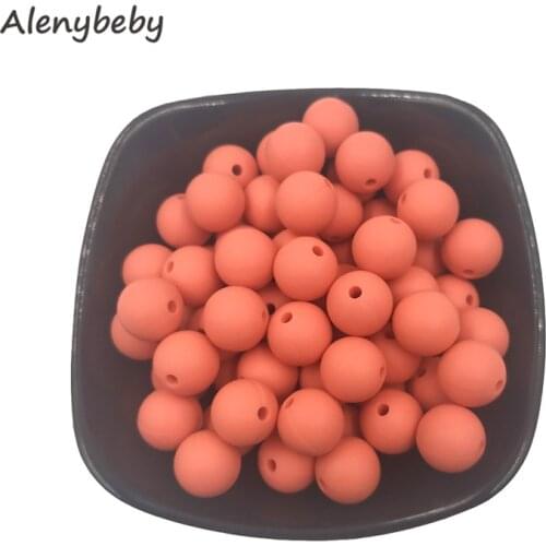 Fusion Coral Color Food Grade Silicone Round Bead 12/15mm Baby Teether Necklace Toy DIY Pacifier Chain Care Baby Teether Product