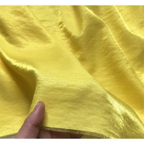 C1028 High Quality Summer/Autumn Luster Linen and Shiner Egg Yolk Yellow Coloured Glaze Silk Linen Pajamas Career Dress Fabrics