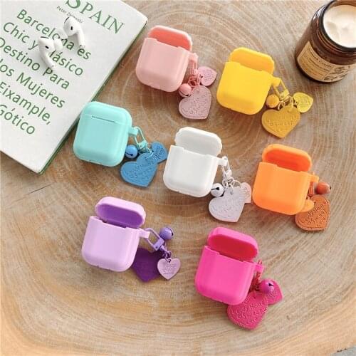 Cute Rose Red Pink Color Earphone Case For Airpods 2 1 Candy Soft TPU Wirless Bluetooth Headphone Cover Protect Box with Pendant