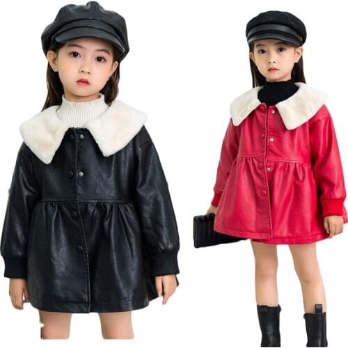 Kids pu Jacket Girls Motorcycle Jacket Childrens Outwear Plus Thick Velvet Zipper Leather Coat Spring Autumn Fashion pu Jackets