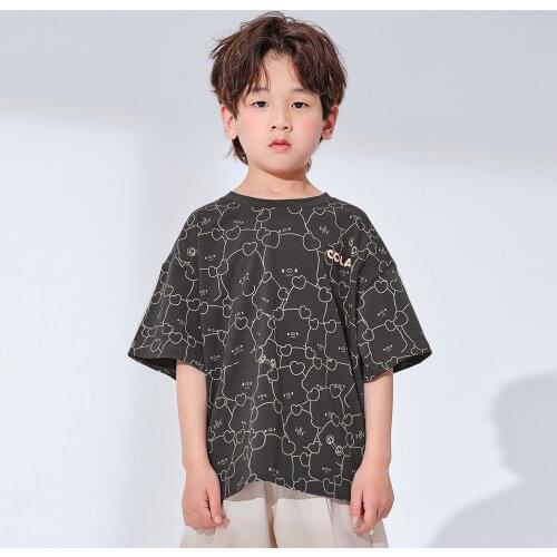 Hollead Children T-Shirts Cartoon Pig Printing Top Short Sleeve Black Pink Round Neck Tshirt Boys Girls Summer Casual Clothing