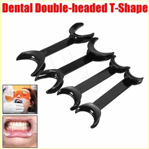 Double Head T-Shape Intraoral Cheek Lip Retractor Opener Black Dental Tool Orthodontic Teeth Mouth Materials Size Small+Large 4