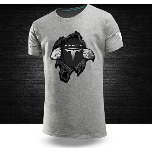 2021 Summer Mens Tesla Car Logo Tees Six Color Car Logo Customize Tshirt Male Short Sleeves Cotton Hip Hop College Casual Tops