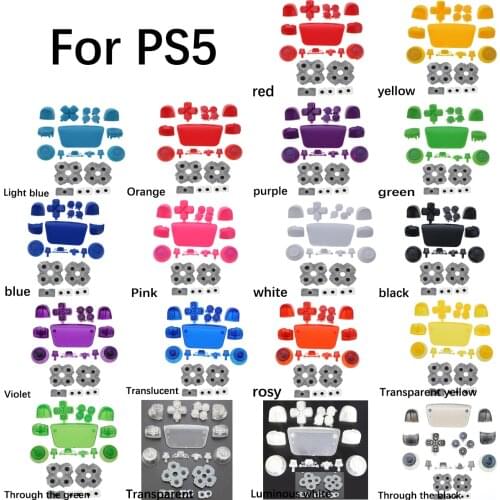 JCD 1PCS For Sony PS5 Controller Full Set Joysticks Dpad R1 L1 R2 L2 Direction Key ABXY Buttons & Silicone Conductive Button