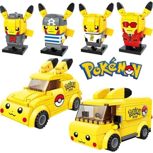 2021 TOMY Pokemon Bikachu Pokemon summoning cute car building blocks Pokemon model set brick classic childrens toy gift
