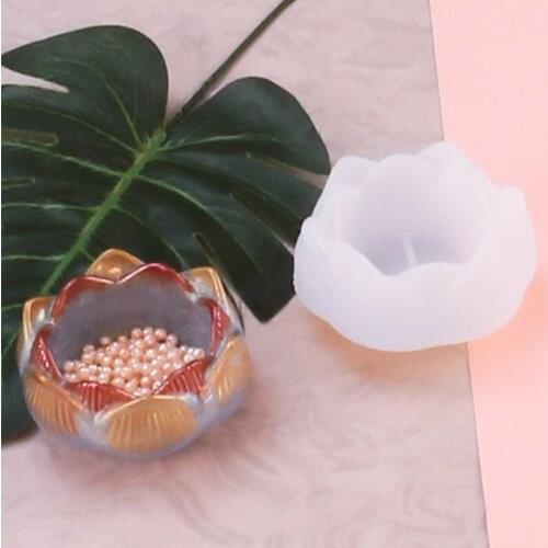 2PCS Resin Molds Lotus Flower Epoxy Resin Casting Molds, Silicone Resin Molds for DIY Jewelry Storage Box Resin Craft Decoration