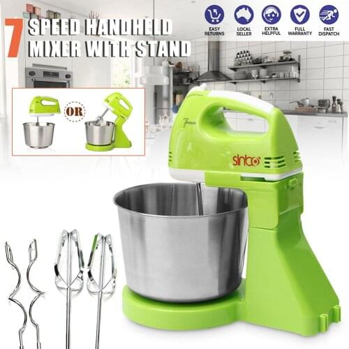 7Speed Electric Food Mixer Table Stand Cake Dough Mixer Handheld Egg Beater Blender Baking Whipping Cream Machine with 1.7L Bowl