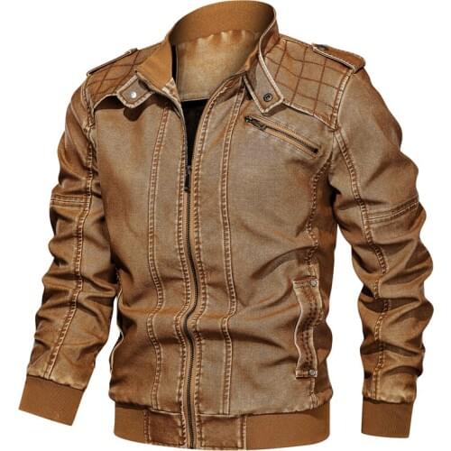 2020 Winter Faux Fur Jacket Thick Fleece Leather Mens Windproof Leather Jacket Men Coats PU Outerwear Motorcycle Biker Coats