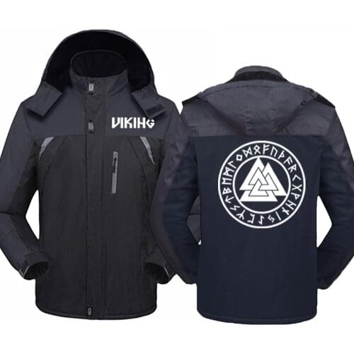 Men Winter Odin Viking Valhalla Thicken Windbreaker Coats Waterproof Warm Outdoor Couples Cold-Proof Clothing Jackets