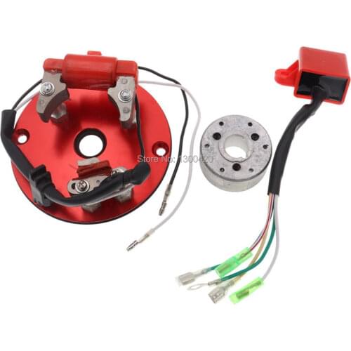 Red Motorcycle Racing Magneto Stator Rotor Ignition CDI Box Kit for 110cc 125cc 140cc Engine Chinese Lifan YX Pit Dirt Bikes