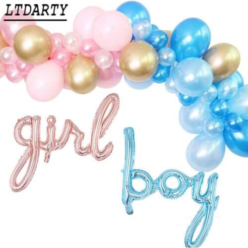 68pcs Gender Secret Siamese Letters Boys Girls Balloon Arch Bridge Set Balloon Chain Pink Blue 1st Birthday Party Decorations