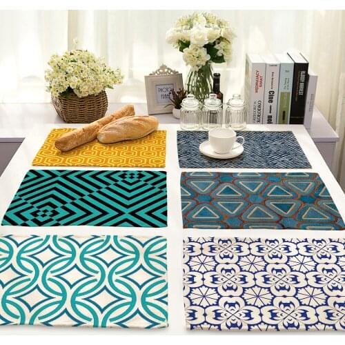 New Nordic Style Geometric Abstract Stripe Printing Cotton And Linen Western Placemat Home Supplies Placemat