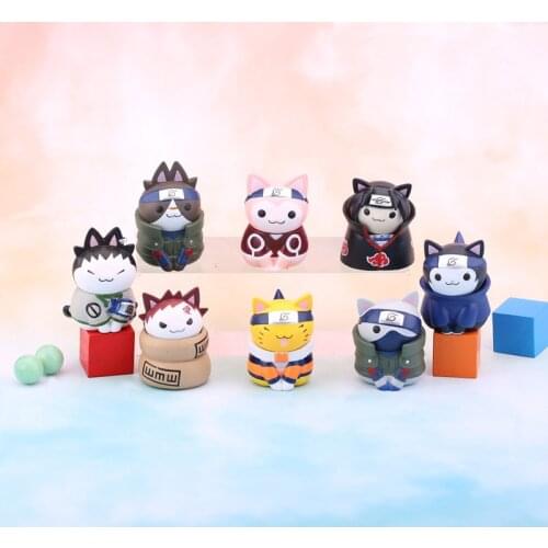 New Kawaii Cat naruto Anime Figure naruto Kitten Sasuke Kakashi Gaara Haruno Sakura Itachi Shikamaru Dolls Kawaii Toys Kid Gifts
