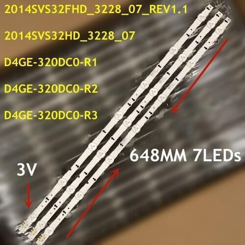 New Kit 4pcs 7LED 650mm LED strip for Samsung ue32j5500ak 2014SVS32FHD 3228 D4GE-320DC1-R2 D4GE-320DC1-R1 Bn96-30443A 30442A