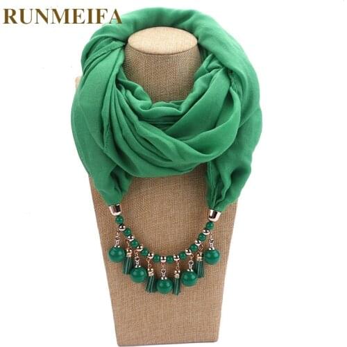 New Design Pure color polyester Scarf Necklace For Women Statement Necklaces Sunscreen neckerchief accessories for beach Jewelry