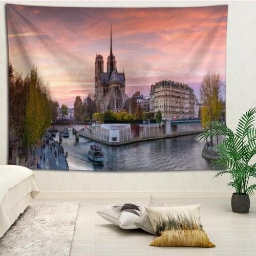 Custom Notre Dame de Paris Living room decoration tapestry sofa beach mat background wall hanging cloth tapestries More size