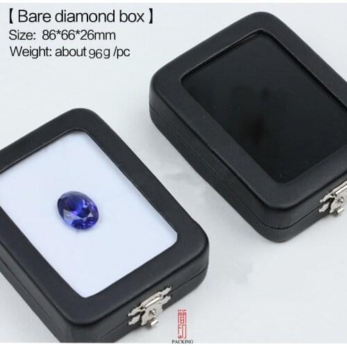 6pcs/lot Gem stone box black leather rectangular diamond box the gem display box the reversible black and white cushion