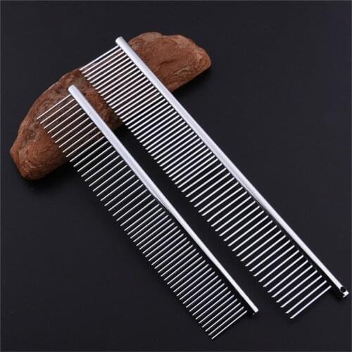 1pc Dog Comb Long Thick Hair Fur Removal Brush Stainless Steel Lightweight Pets Dog Cat Grooming Combs For Shaggy Dogs Barber