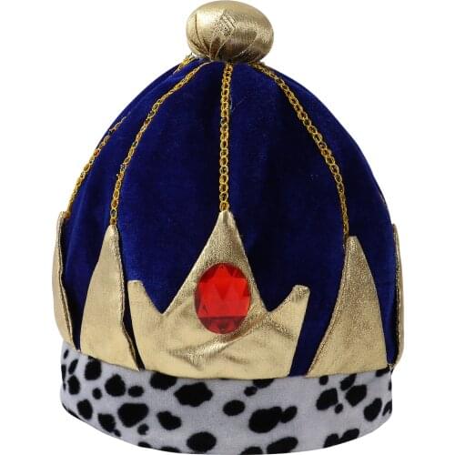 Red Blue Kids Adults King Crown Hat Cap Carnival Party Cosplay Prince Hats Christmas Halloween Costume Props Party Decor Hat