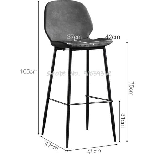 Nordic Luxury Back Bar Chair Family Bar Chair Modern Simple Leather Chair Net Red Bar Stool Coffee Shop High Stool