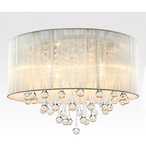 Modern fabric fashion romantic bedroom lights living room lamp ceiling chandeliers wedding drawing crystal lamps led lighting