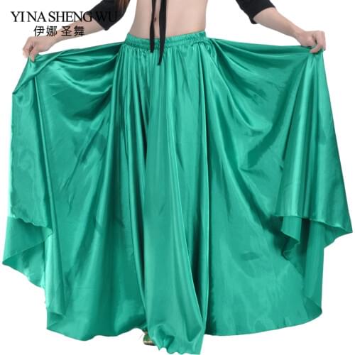 Belly Dance 360 Degree Professional Dance Practice Skirt Women Satin Dance Costume Flamenco Skirts Belly Dancing Skirt 14 Colors