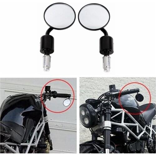 Motorcycle Universal CNC Aluminum Rear View 3" Handle Bar End 7/8" Mirrors for Kawasaki Yamaha Honda Suzuki Motorcycle Chopper