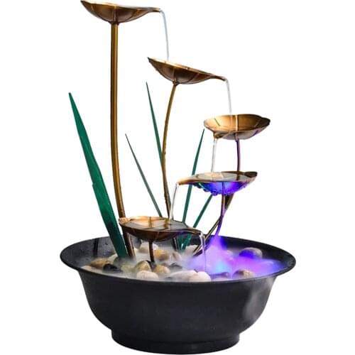 Indoor Fountain Tabletop Waterwheel Fountain Chinese Feng Shui Meditation Home Office Decoration Crafts Arts Gifts