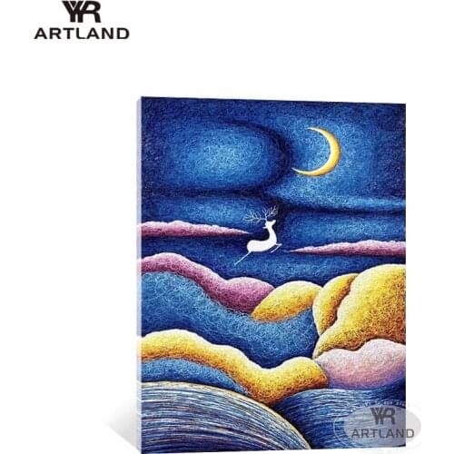 YYR-ARTLAND Modern line painted Hand made abstract oil painting on canvas wall art home decor poster for living room bedroom