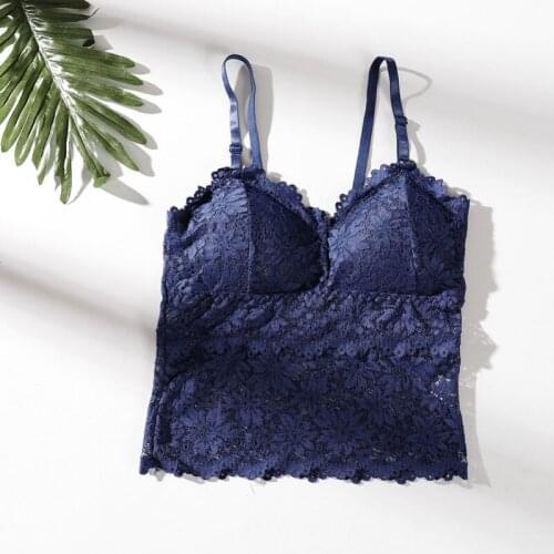 OIONINOS Women Hollow Lace Mesh Summer Camisoles Lace Camis Tops Soft Removable Padded V-Neck Tops