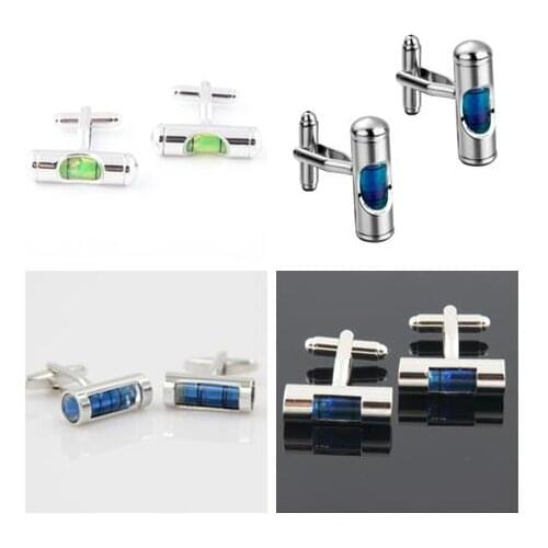 10pairs/lot Green/Blue Level Balance Cufflinks Functional Gradienter Cuff Links Mens Jewelry Wholesale