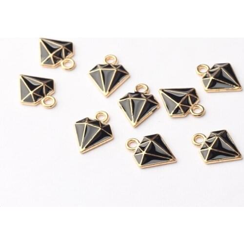 10pcs /lot Zinc Alloy Enamel Charms Diamond Shaped Charms Pendant For DIY Fashion Pendant Earrings Jewelry Making Accessories