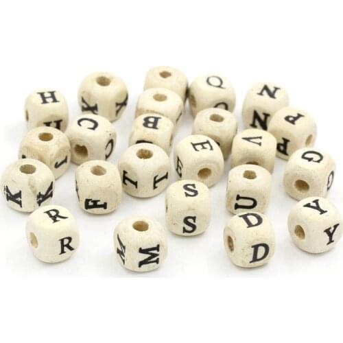 200pcs 8mm cube white wooden letter Alphabet Spacer Loose Beads For Handmade Jewelry DIY KL129-8mm