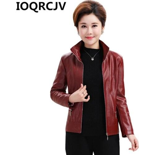 2019 New Fashion Women Spring Autumn Soft Faux Leather Jackets Lady Motorcyle Female Zippers Coats Red Wine Outerwear Top R601