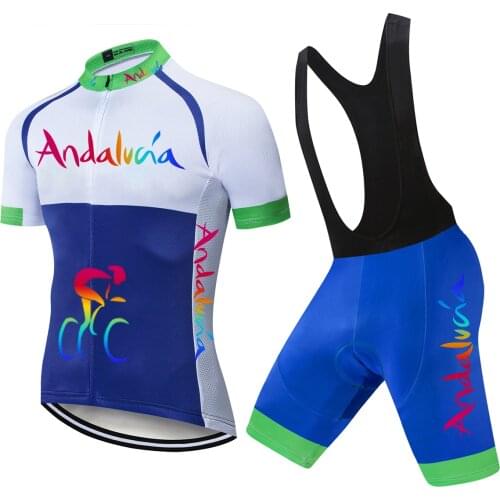 2021 Bicycle Team Summer Short Sleeve MTB Maillot Ciclismo Andalucia Mens Cycling Jersey Breathable Cycling Clothing Sets